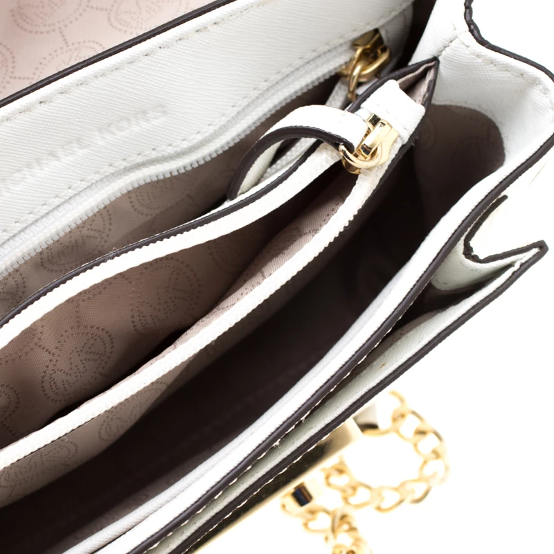 Michael Kors White Studded Leather Small Sloan Shoulder Bag For Women - Image 7