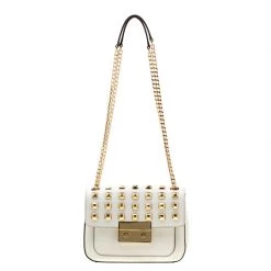 Michael Kors White Studded Leather Small Sloan Shoulder Bag For Women