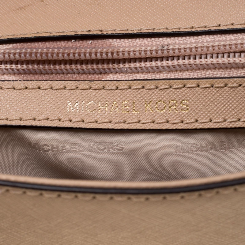 Michael Kors Beige Leather Extra Small Ava Crossbody Bag For Women - Image 9