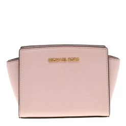 Michael Kors Pink Leather Mini Selma Crossbody Bag For Women