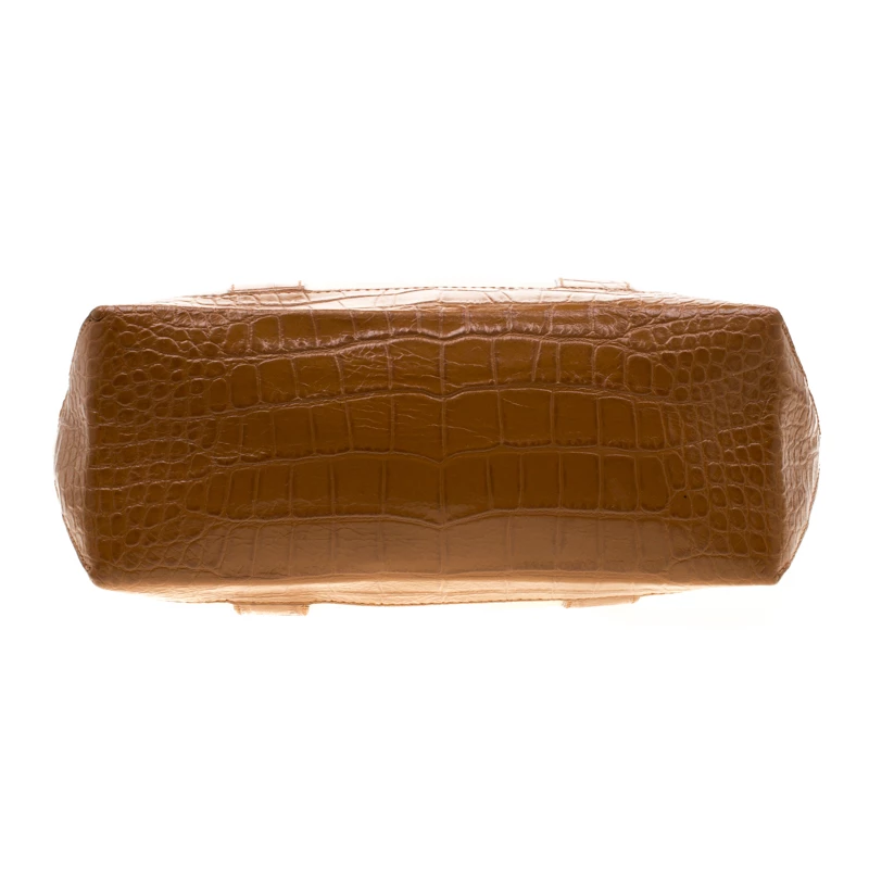 Michael Kors Beige/Brown Canvas And Croc Embossed Leather Fulton Tote For Women - Image 6