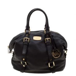 MICHAEL Michael Kors Black Leather Bedford Belted Satchel For Women