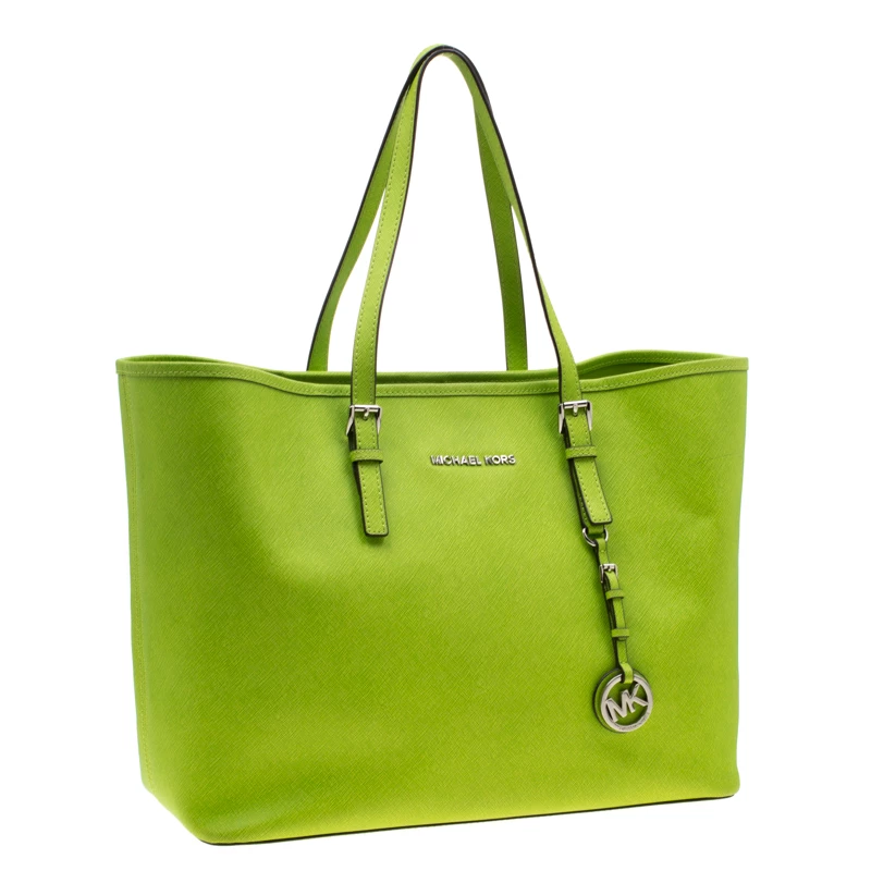 Michael Kors Neon Green Saffiano Leather Jet Set Tote For Women - Image 3