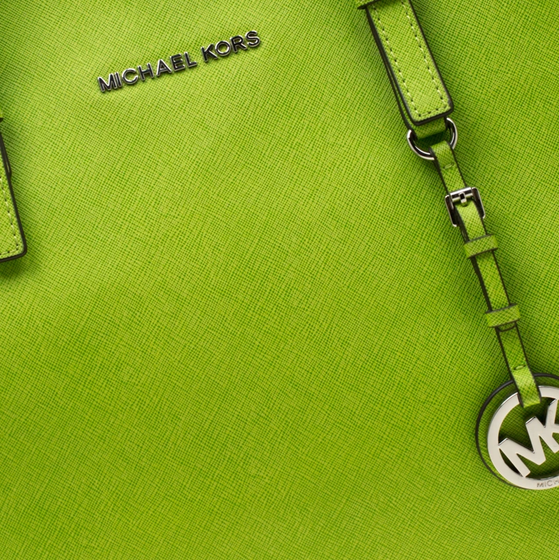 Michael Kors Neon Green Saffiano Leather Jet Set Tote For Women - Image 5