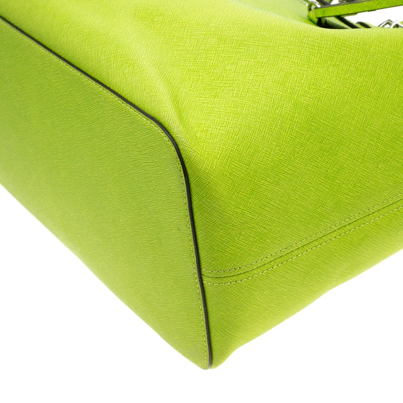 Michael Kors Neon Green Saffiano Leather Jet Set Tote For Women - Image 11