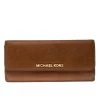 Michael Kors Brown Leather Jet Set Travel Wallet For Women