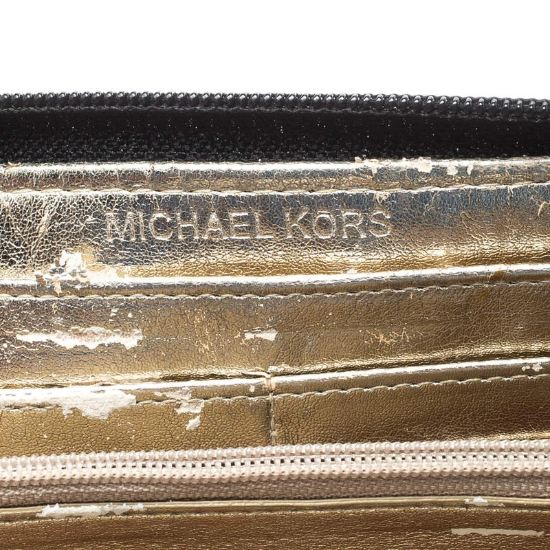 Michael Kors Black Signature Canvas Zip Around Wallet For Women - Image 7
