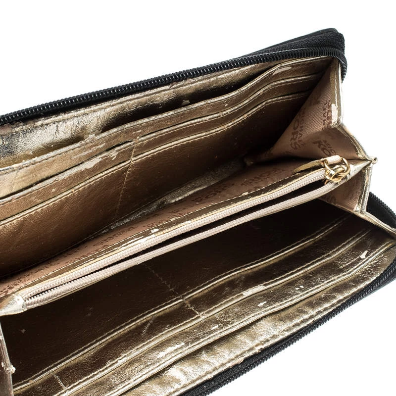 Michael Kors Black Signature Canvas Zip Around Wallet For Women - Image 2