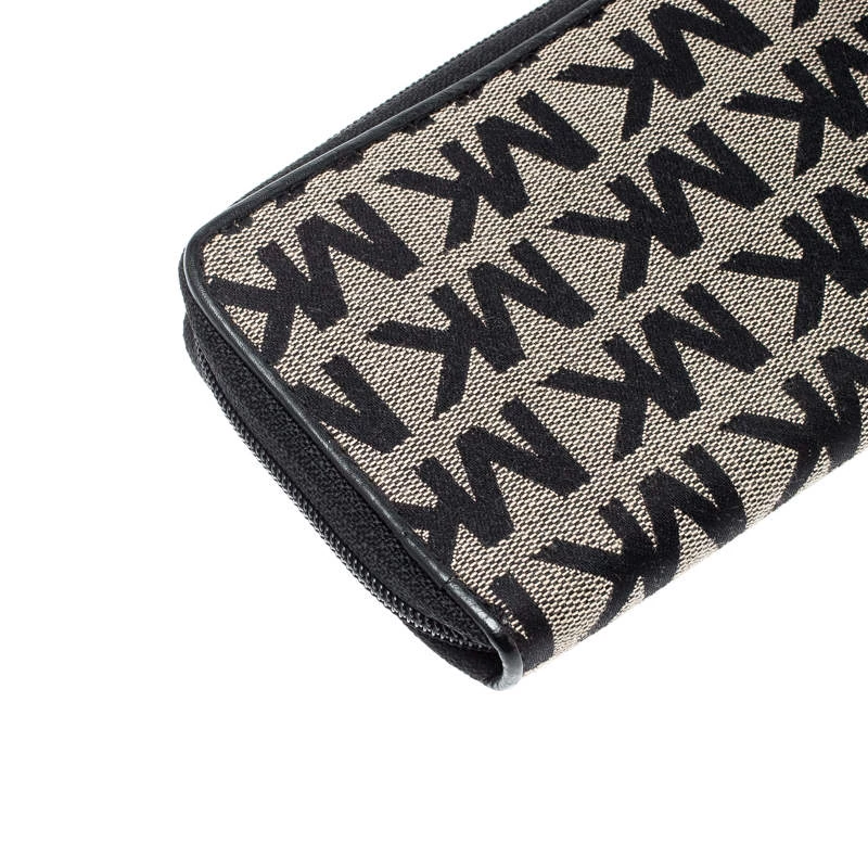 Michael Kors Black Signature Canvas Zip Around Wallet For Women - Image 15