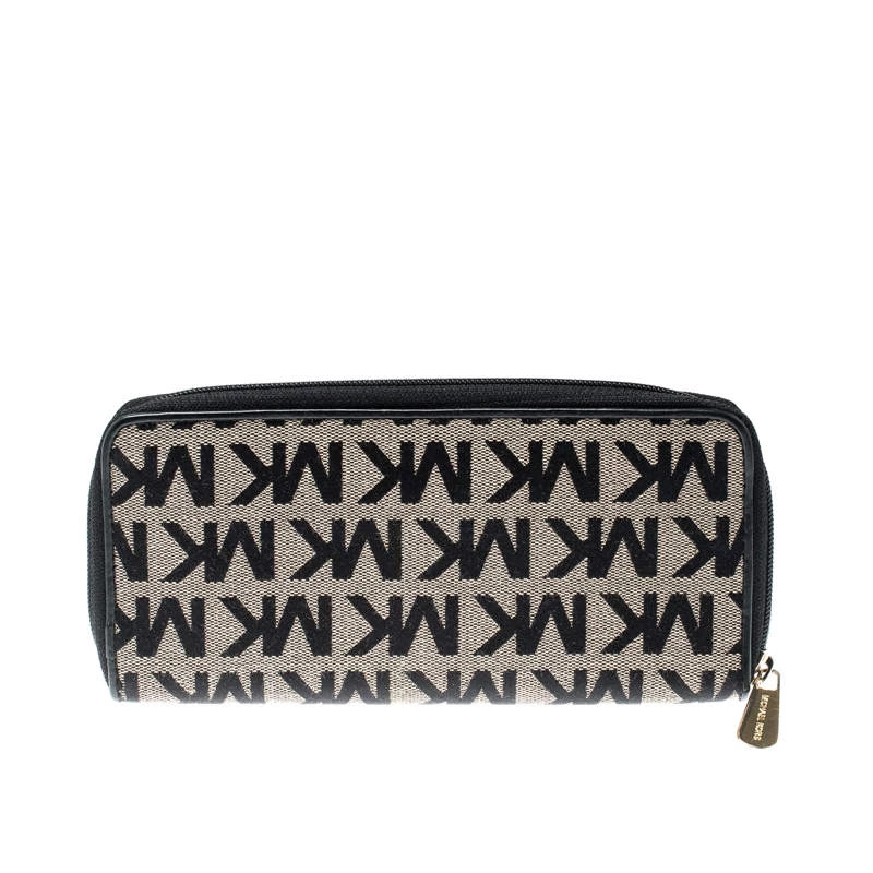 Michael Kors Black Signature Canvas Zip Around Wallet For Women - Image 4