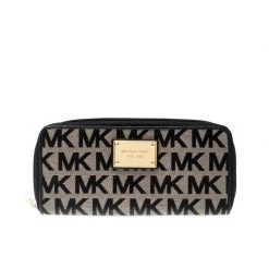 Michael Kors Black Signature Canvas Zip Around Wallet For Women
