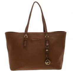 Michael Kors Brown Leather Jet Set Travel Tote For Women