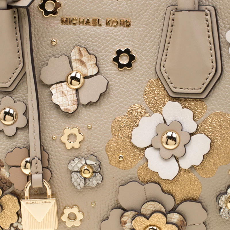 Michael Kors Beige Floral Leather Mercer Satchel For Women - Image 5