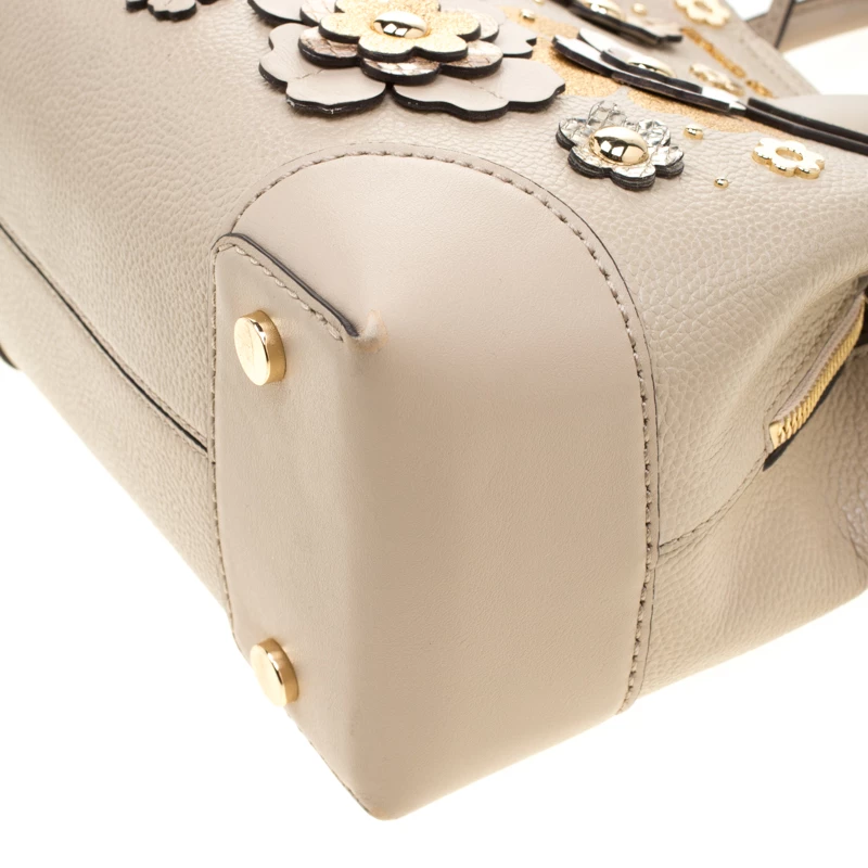 Michael Kors Beige Floral Leather Mercer Satchel For Women - Image 11