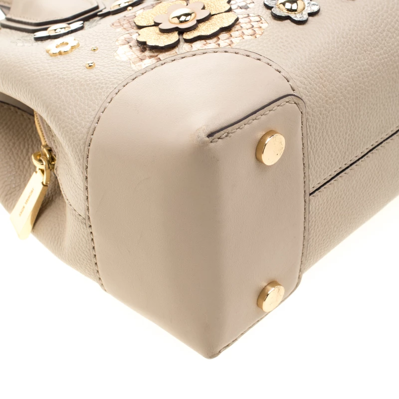 Michael Kors Beige Floral Leather Mercer Satchel For Women - Image 10