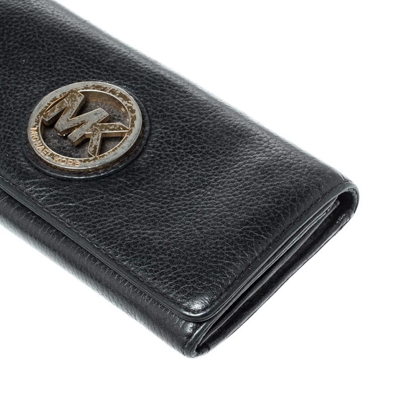 Michael Kors Black Leather Fulton Wallet For Women - Image 9