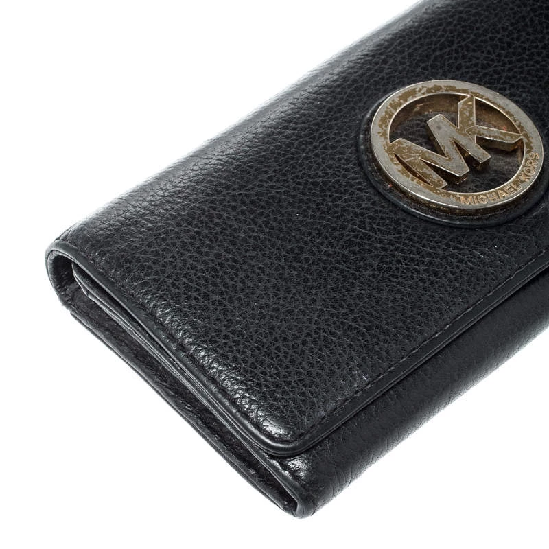 Michael Kors Black Leather Fulton Wallet For Women - Image 8