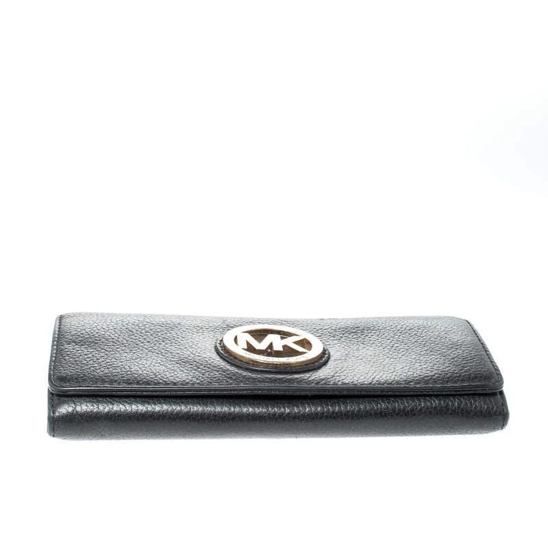 Michael Kors Black Leather Fulton Wallet For Women - Image 6