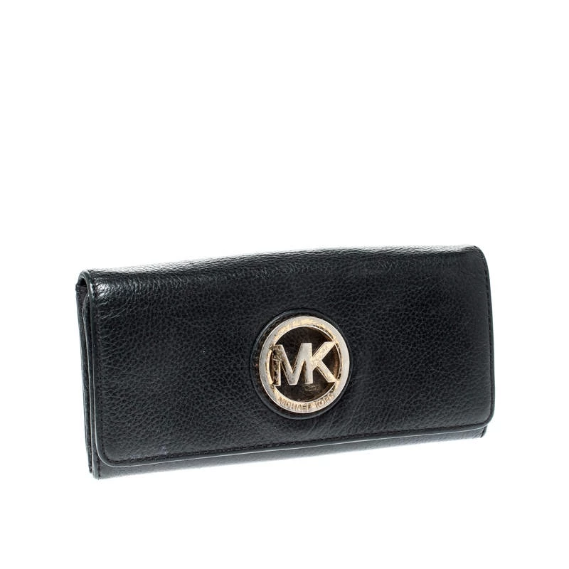 Michael Kors Black Leather Fulton Wallet For Women - Image 3