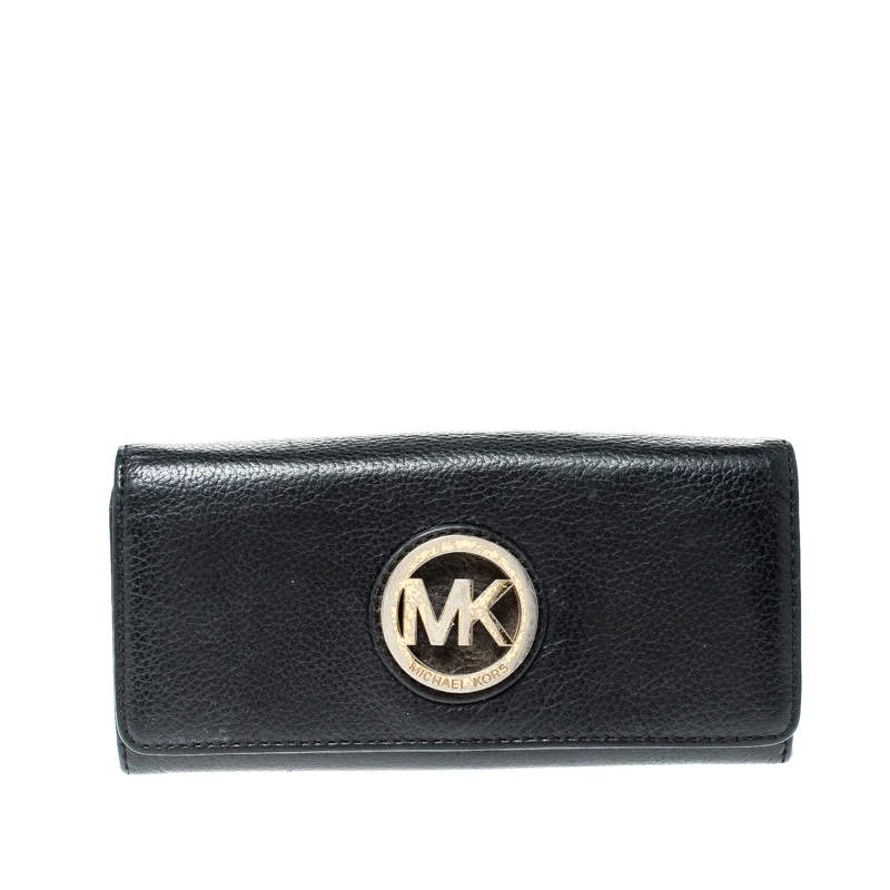 Michael Kors Black Leather Fulton Wallet For Women