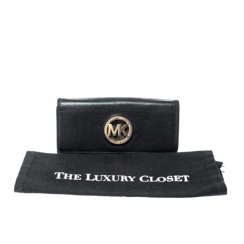Michael Kors Black Leather Fulton Wallet For Women - Image 7