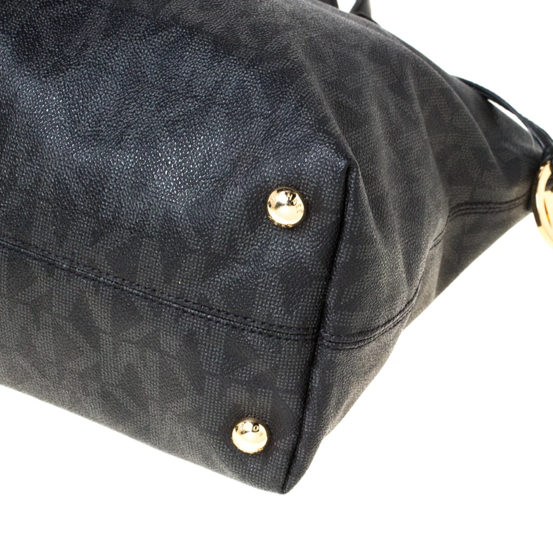 MICHAEL Michael Kors Black Signature Coated Canvas And Leather Tote For Women - Image 12