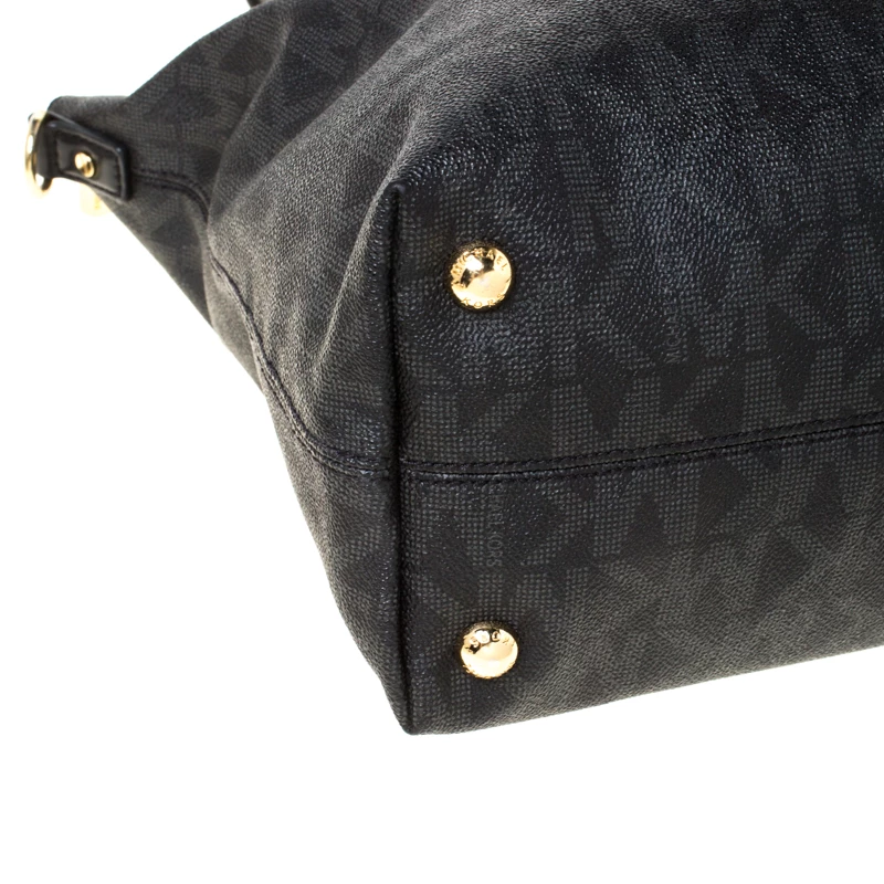 MICHAEL Michael Kors Black Signature Coated Canvas And Leather Tote For Women - Image 11