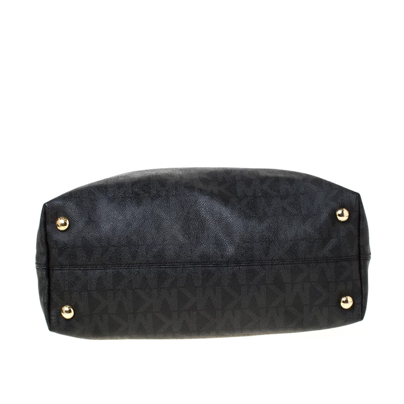 MICHAEL Michael Kors Black Signature Coated Canvas And Leather Tote For Women - Image 6