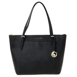 Michael Kors Black Leather Large Caira Tote For Women