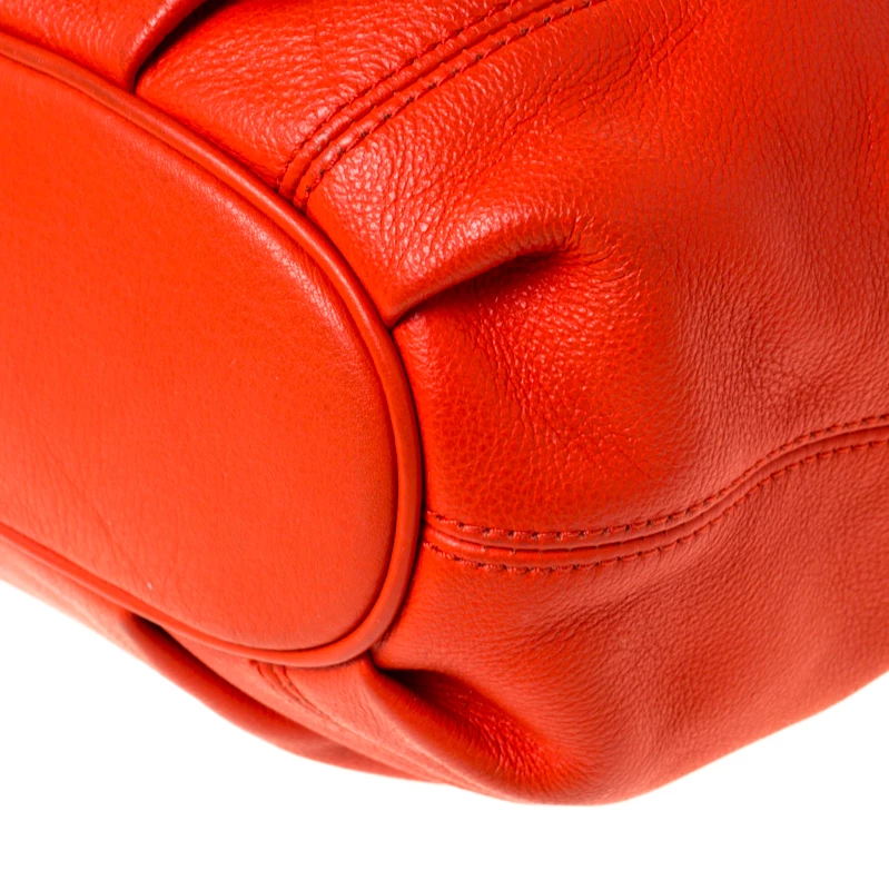 Michael Michael Kors Orange Leather Drawstring Shoulder Bag For Women - Image 12