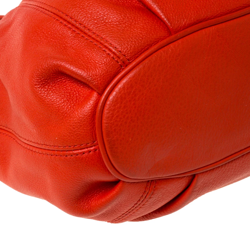 Michael Michael Kors Orange Leather Drawstring Shoulder Bag For Women - Image 11