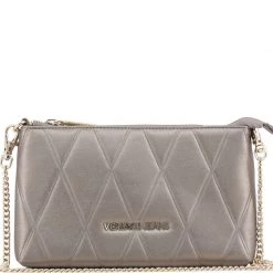 Michael Kors Versace Jeans Gray Quilted Faux Leather Clutch Bag For Women