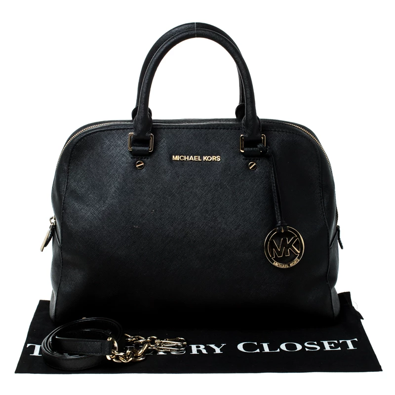 MICHAEL Michael Kors Black Leather Cindy Dome Satchel For Women - Image 10