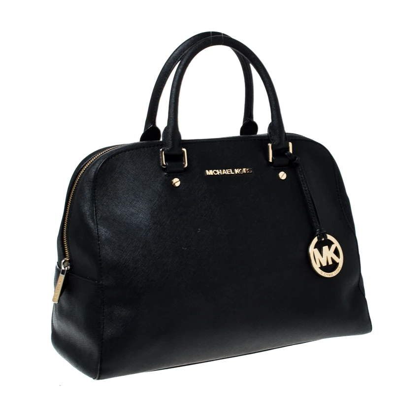 MICHAEL Michael Kors Black Leather Cindy Dome Satchel For Women - Image 3