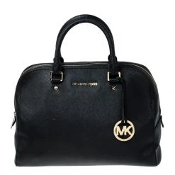 MICHAEL Michael Kors Black Leather Cindy Dome Satchel For Women