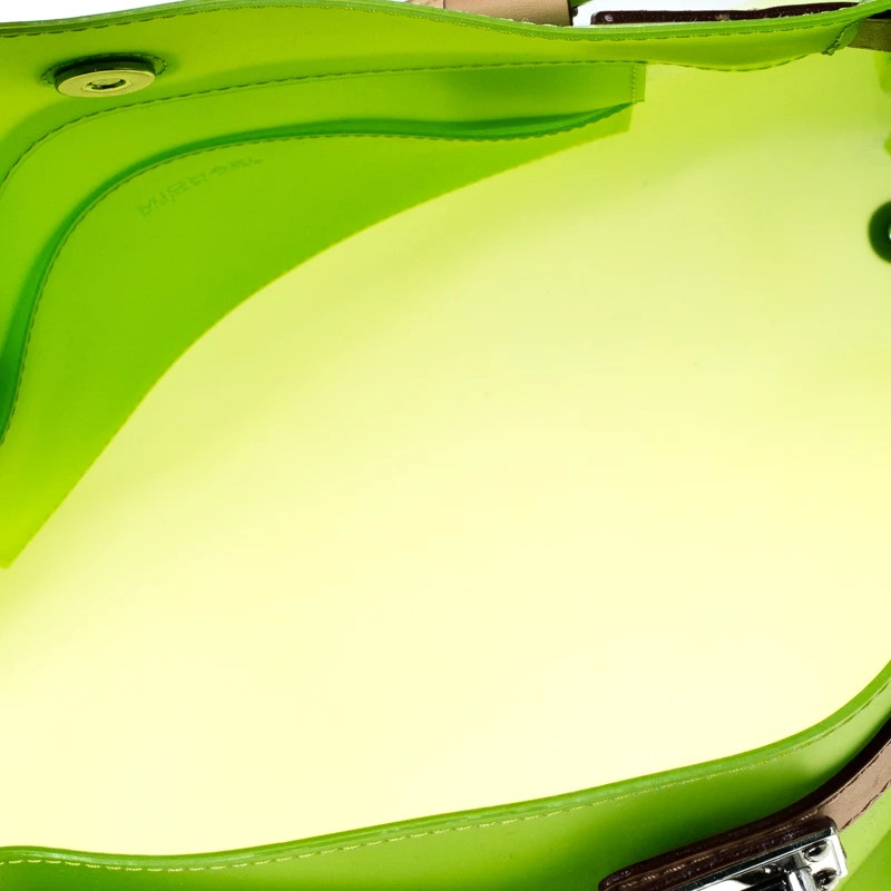 Michael Kors Neon Green PVC And Leather Frosted Hamilton Jelly Tote For Women - Image 7