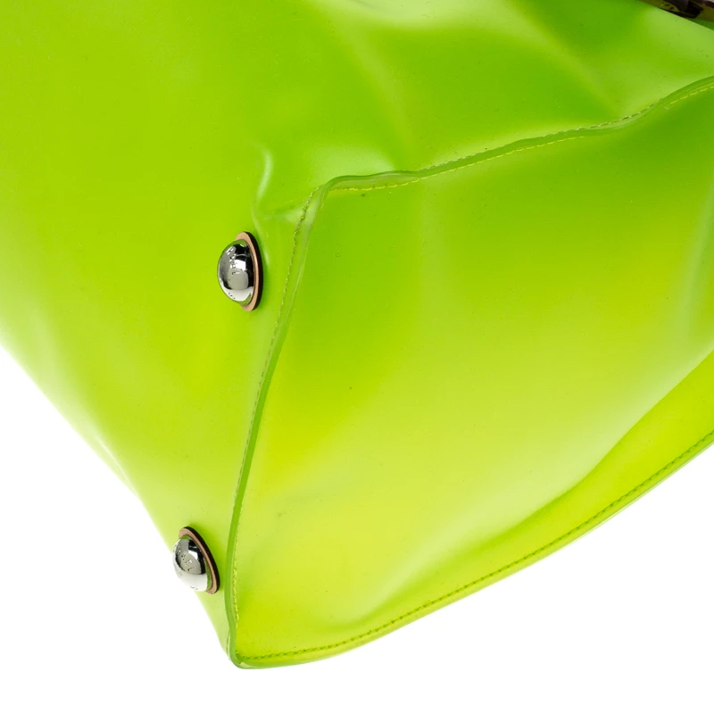 Michael Kors Neon Green PVC And Leather Frosted Hamilton Jelly Tote For Women - Image 11