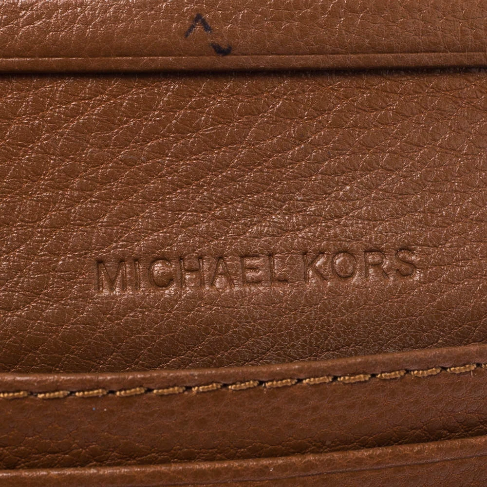 Michael Kors Brown Leather Flap Compact Wallet For Women - Image 10