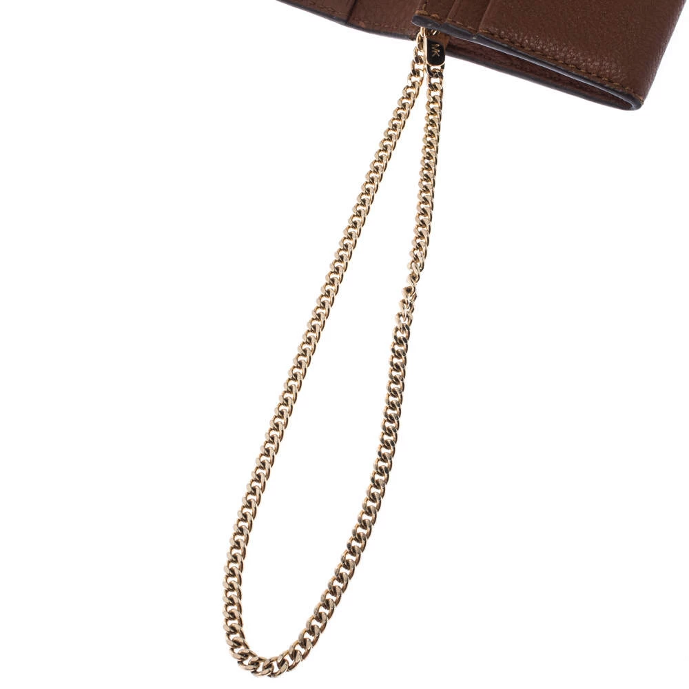 Michael Kors Brown Leather Flap Compact Wallet For Women - Image 7