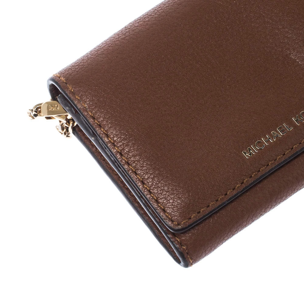 Michael Kors Brown Leather Flap Compact Wallet For Women - Image 12