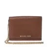 Michael Kors Brown Leather Flap Compact Wallet For Women