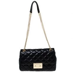 Michael Kors Black Quilted Leather Large Sloan Shoulder Bag For Women