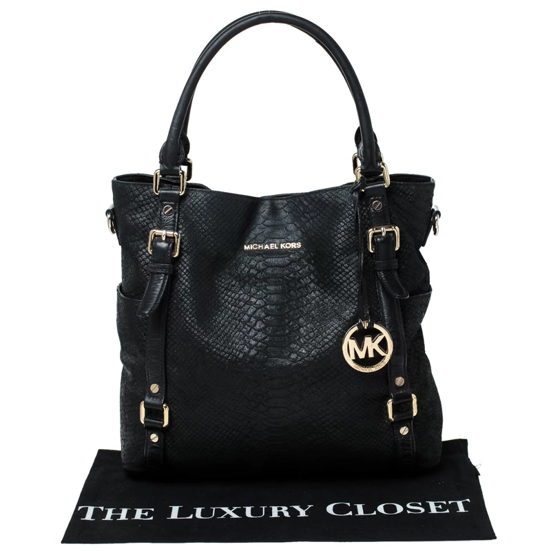 MICHAEL Michael Kors Black Python Embossed Leather Tote For Women - Image 9