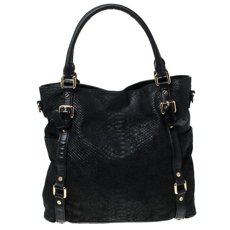 MICHAEL Michael Kors Black Python Embossed Leather Tote For Women - Image 4