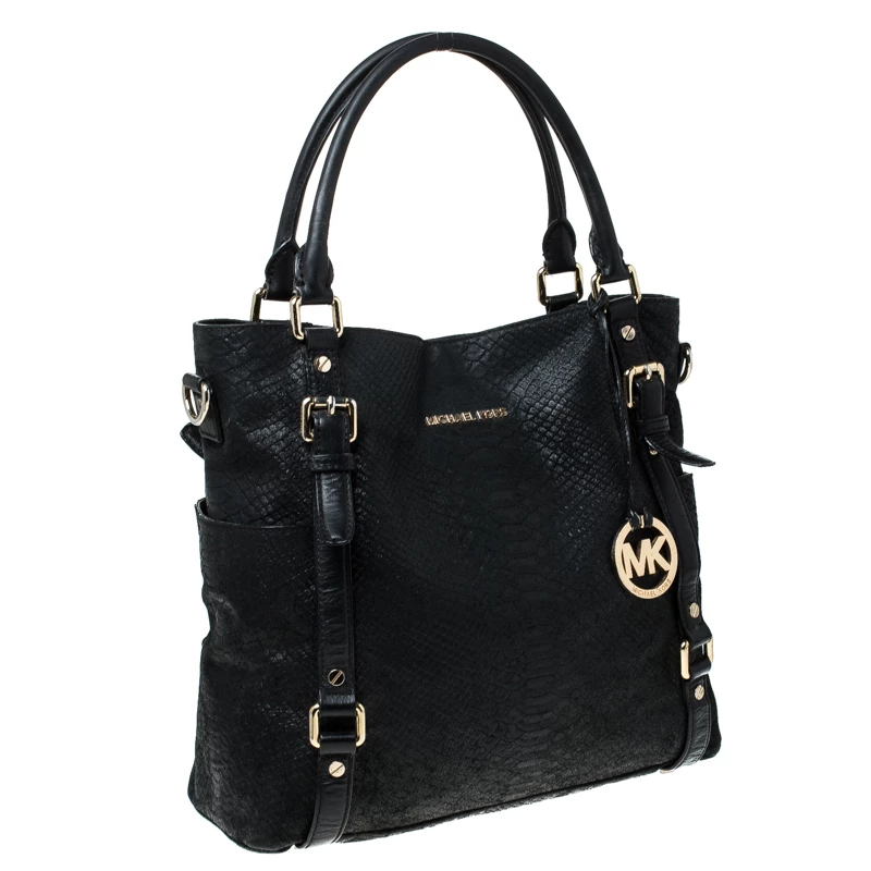 MICHAEL Michael Kors Black Python Embossed Leather Tote For Women - Image 3