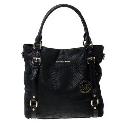 MICHAEL Michael Kors Black Python Embossed Leather Tote For Women