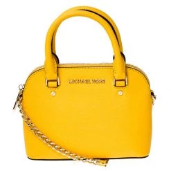 Michael Kors Yellow Leather Mini Emmy Cindy Crossbody Bag For Women