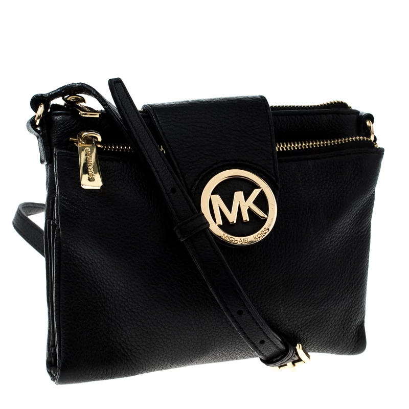 MICHAEL Michael Kors Black Leather Mini Crossbody Bag For Women - Image 3