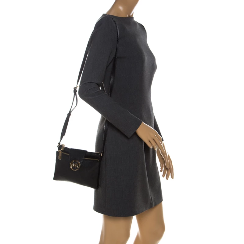 MICHAEL Michael Kors Black Leather Mini Crossbody Bag For Women - Image 2