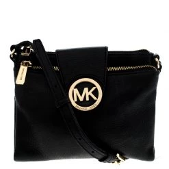 MICHAEL Michael Kors Black Leather Mini Crossbody Bag For Women